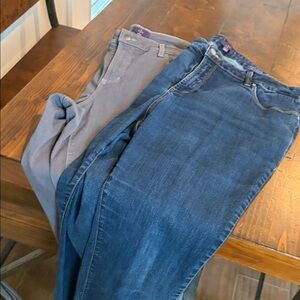 NYDJ Bundle of Dark Blue Straight Jeans and Gray Straight Jeans